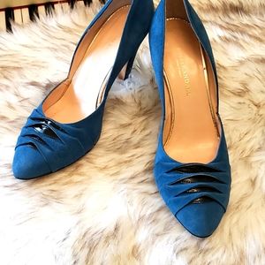 Loeffler Randall blue leather heels size 8